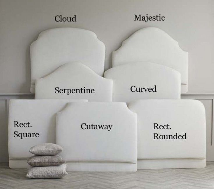 four white headboards with names on them and stacked up against each other in front of a wall