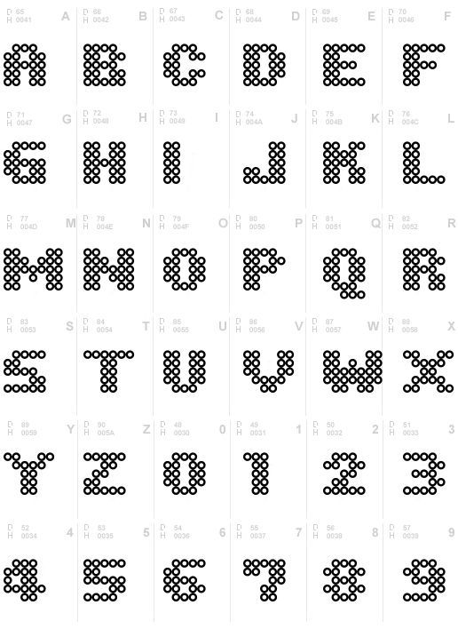 the letters and numbers are made up of dots