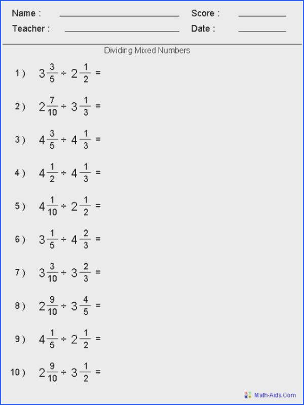 dividing mixed numbers fractions worksheets fractions worksheets