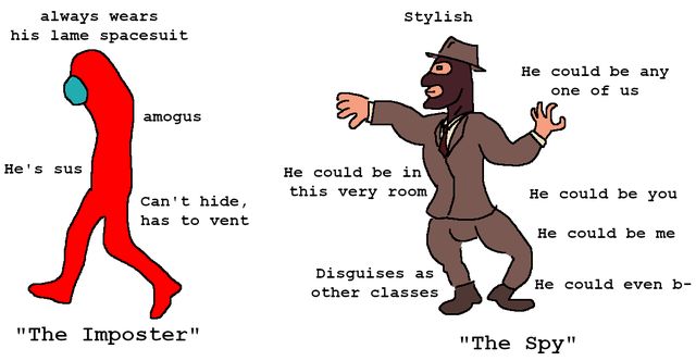 an image of a cartoon character with words describing the differences between him and his friend