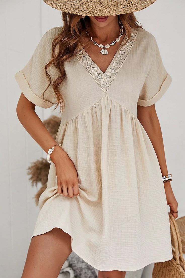 Get ready for summer with the Maddie Lace Dress! Made of lightweight cotton, this dress is perfect for warm weather. Its cute design and easy fit make it a must-have for any summer wardrobe. Pre-order now - it will ship on 4/27. Fit: True Mason Jar Sizing (0-4 Small, 6-8 Medium, 10-12 Large, 14 XL) Material: 100% Cotton Formal Dresses Floral, Summer Dress Ideas, Short White Dresses, Latest Casual Dress, Cotton Gauze Dress, Beautiful Tops, Babydoll Shirt, Midi Shorts, Mid Skirt