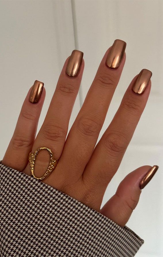 Fall nails, Fall Nail Art, Autumn Nails, Brown Fall Nails, Pick n Mix Fall Nails, Autumn Nail Art, Fall Nail Designs Bronze Nails, Copper Nails, Metallic Nail Art, Brown Nails Design, September Nails, Chrome Powder, Homemade Beauty, Metallic Nails, Fall Nail Art