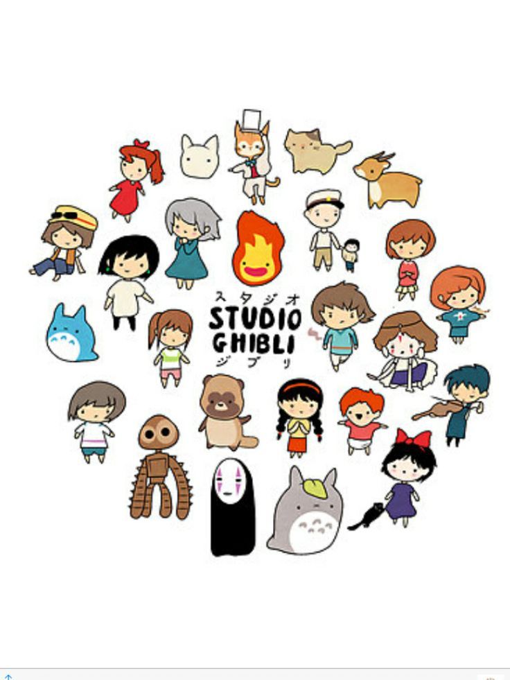 a group of cartoon characters with the words studio ghibli in front of them