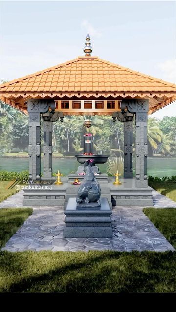 an artistic rendering of a gazebo with a fountain