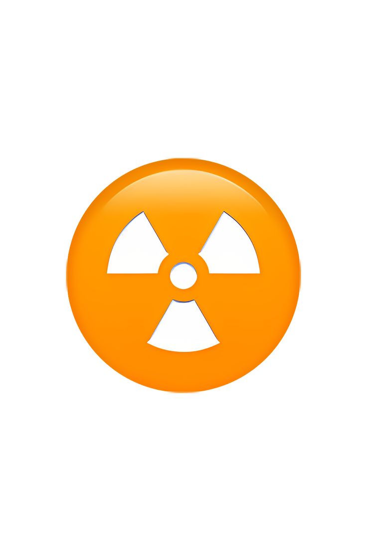 an orange button with a radioactive symbol on it