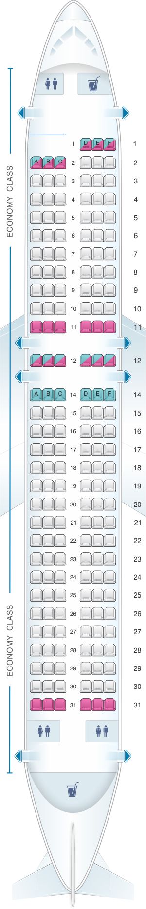 Seat Map Allegiant Air Airbus A320 | Azerbaijan airlines, China ...