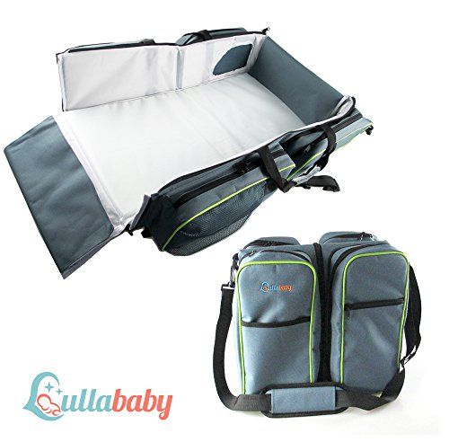 an image of a baby changing bag and diaper bag set up on white background