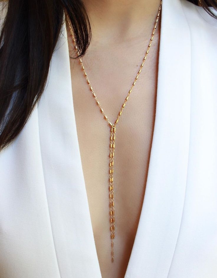 Chain Lariat Necklace, Lariat - Luna Lili Jewelry Luna Jewelry, Cute Gel Nails, Y Necklace, Los Angeles Usa, Lariat Necklace, Necklace Sizes, Handmade Natural, My Jewellery, Gold Filled