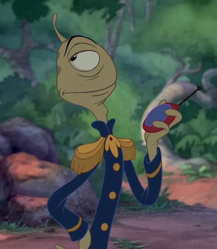 a cartoon character holding an object in his hand