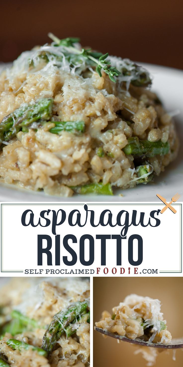 asparagus risotto with rice and parmesan cheese