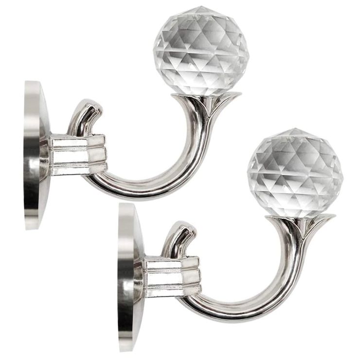 pair of chrome plated glass ball curtain hooks