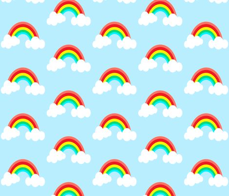 rainbows and clouds on a blue background