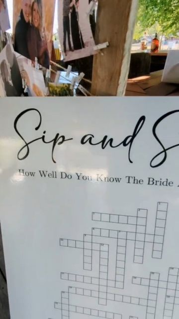 a crossword puzzle is displayed in front of a sign that says sip and shine