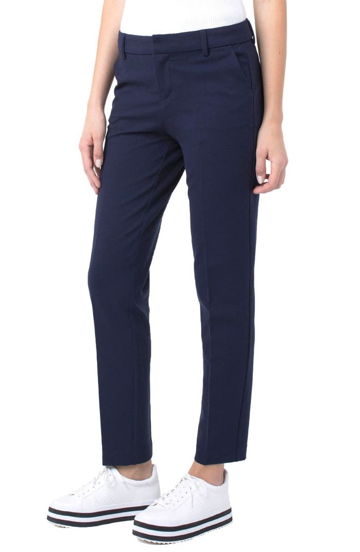 Free shipping and returns on Liverpool Kelsey Knit Trousers at Nordstrom.com. Polished enough for work and comfortable enough for anything, these slim-cut pants are tailored for a smooth fit in a ponte knit with plenty of stretch. Knit Trousers, Cadet Blue, Liverpool Jeans, Petite Style, Fit In, Keds, Welt Pockets, Bottoms Pants, Black Pants