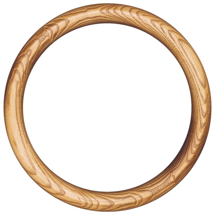 an oval wooden frame on a white background