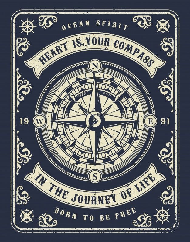 a compass with the words, heart is your compass in the journey of life