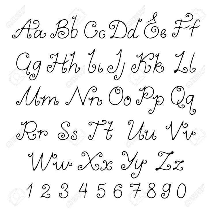 the alphabet and numbers in cursive writing with black ink on white paper stock photo