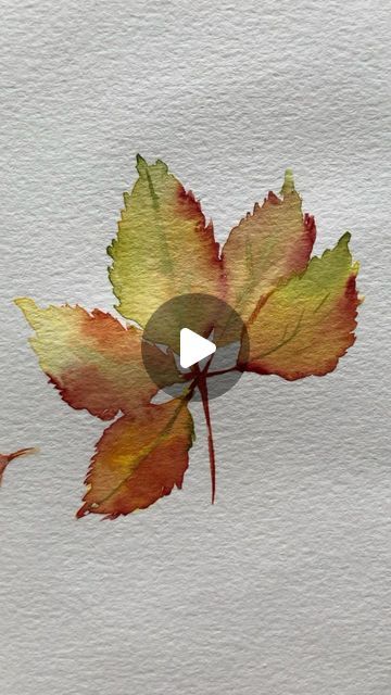 an image of a leaf that has been painted with watercolors