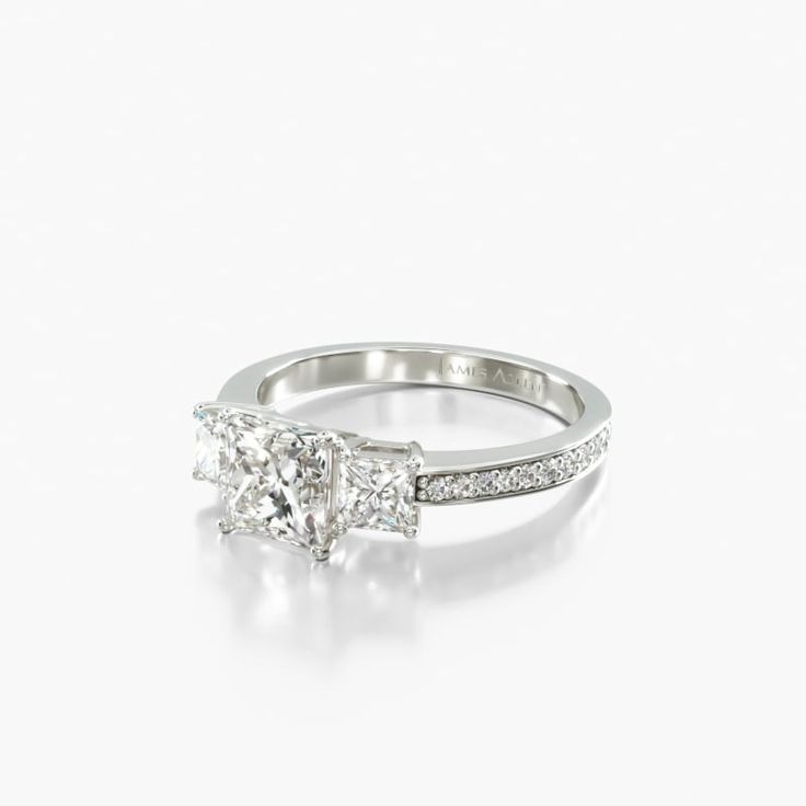 an engagement ring with two princess cut diamonds