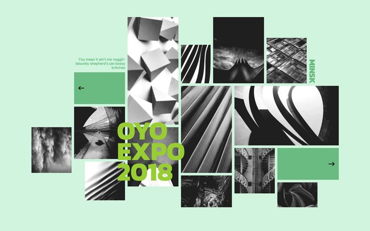 the cover of an expo brochure is shown in green and black colors with geometric shapes