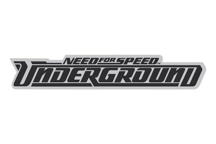 the logo for need for speed undergroomm, which is printed in black and white