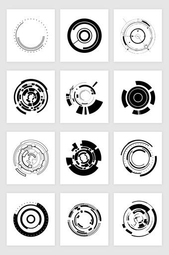 black and white circles with different shapes