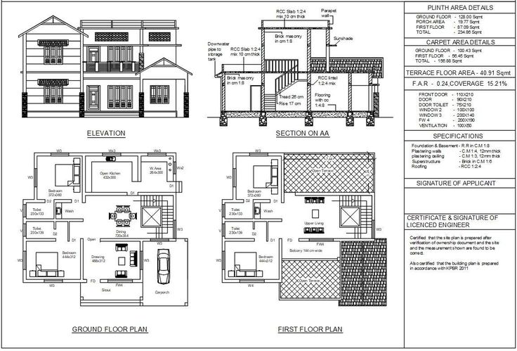 three story house plans with floor plans and measurements