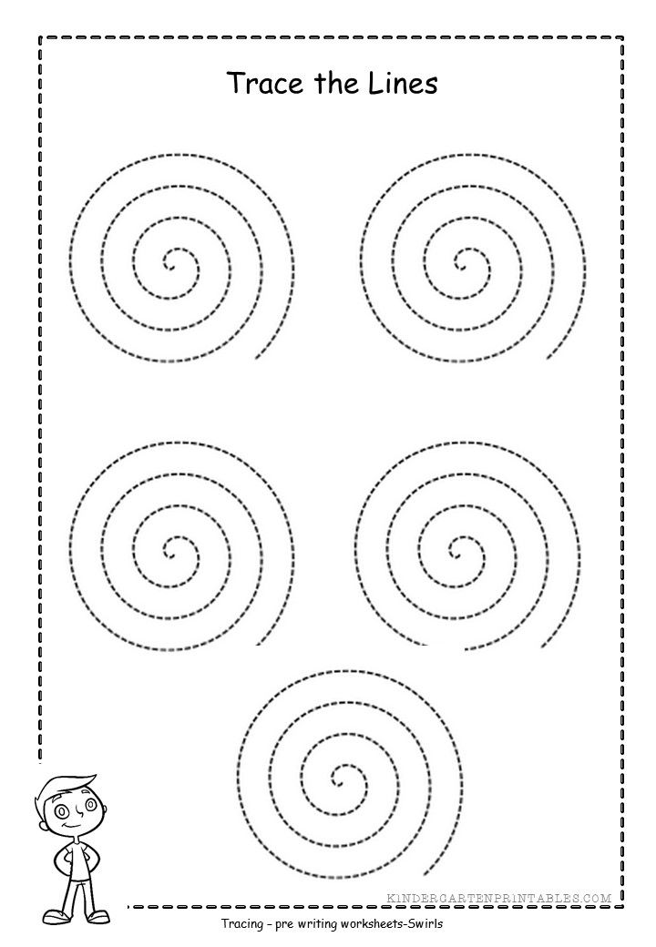 trace the lines worksheet for children to learn how to draw spirals and make them