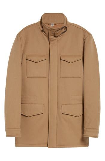 Crafted from Loro Piana's Storm System–treated virgin wool, this field jacket is lives up the its name with pockets and protection aplenty. 30 1/2" length (size 48 EU) Front zip closure with snap storm placket Notched collar with button-tab throat latch Button cuffs Chest flap-patch pockets; front flap pockets Internal drawcord waist Water resistant 100% nylon lining, with polyurethane coating 100% virgin wool Dry clean Made in Italy Designer Clothing Boy Activewear, Favorite Daughter, Mens Eyewear, Maternity Shops, Loungewear Shorts, Field Jacket, Designer Clothes For Men, Modern Outfits, Notched Collar