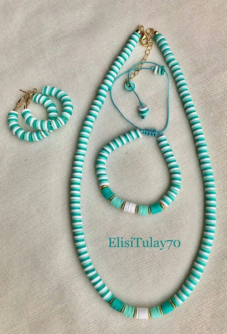 a necklace and earring set with turquoise beads