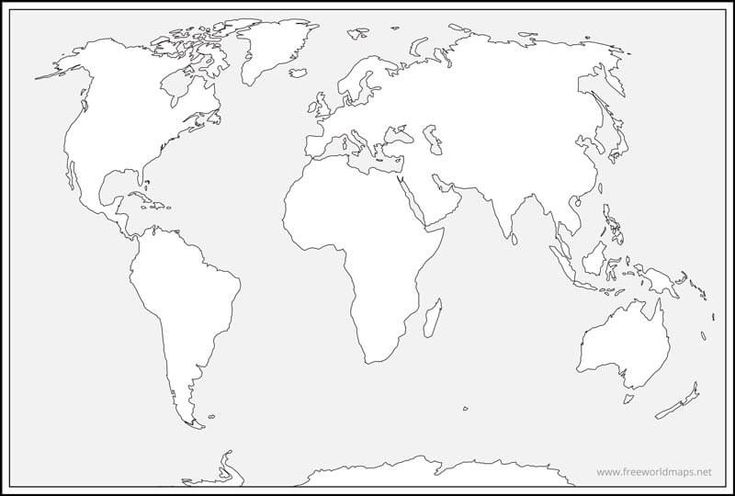 the world map is shown in black and white, with an outline for each country