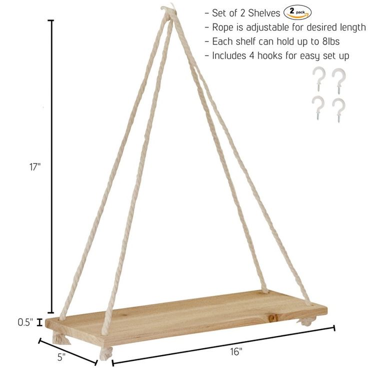 a wooden swing with rope hanging from it and question marks on the bottom right side