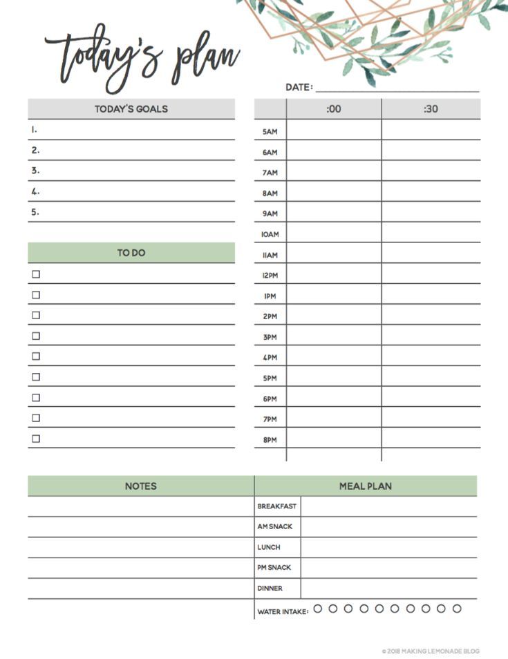 the printable to do list for today's plan is shown in green and white