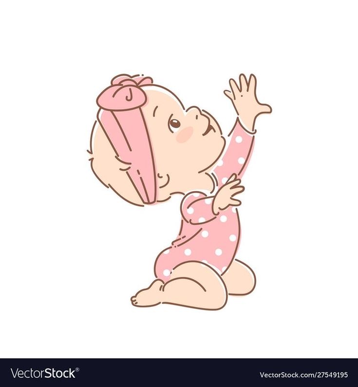 a baby girl in pink is playing with her hand up to the ceiling and reaching for something