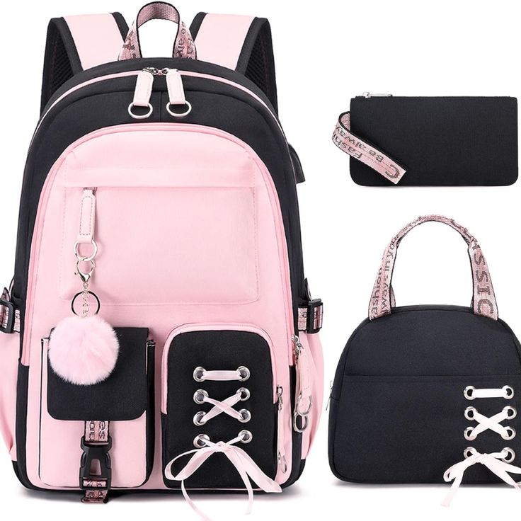 Backpacks for Girls, Girls Backpack with Lunch Box and Pencil Case for Teen Kids Elementary Middle High School College Student, Children School Backpack Bookbag with USB Charging Port (Pink) #backtoschool Amazon Affiliate School Bag For Girls Student, Backpacks For Girls, Girls Backpack, Mini Backpacks, School Bags For Girls, Fashion Inspiration Design, School Backpack, College Student, Girl Backpacks