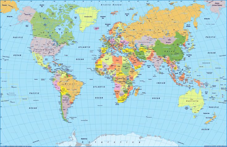 the world map with all countries and major cities