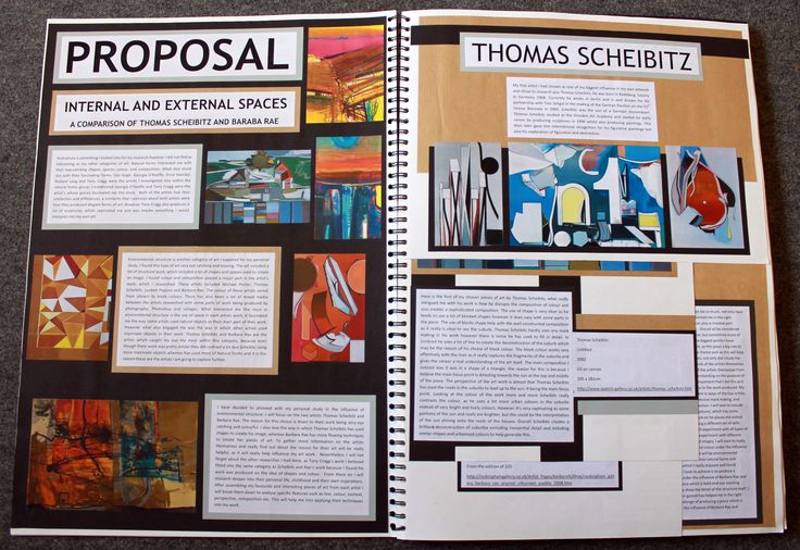 an open book with pictures and text on the page, titled'proposal international and external spaces '