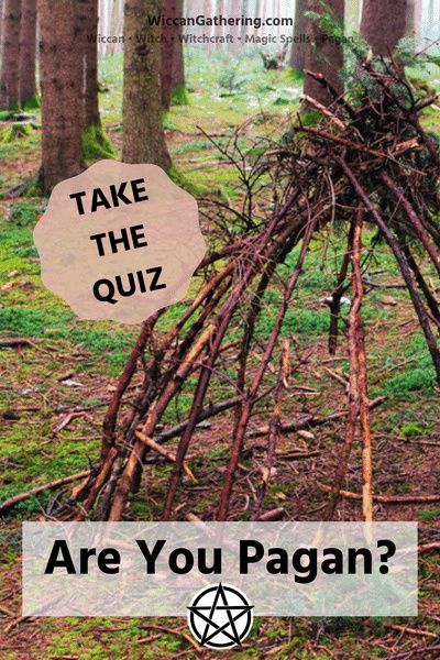 a teepee with the words, take the quiz are you pagan?