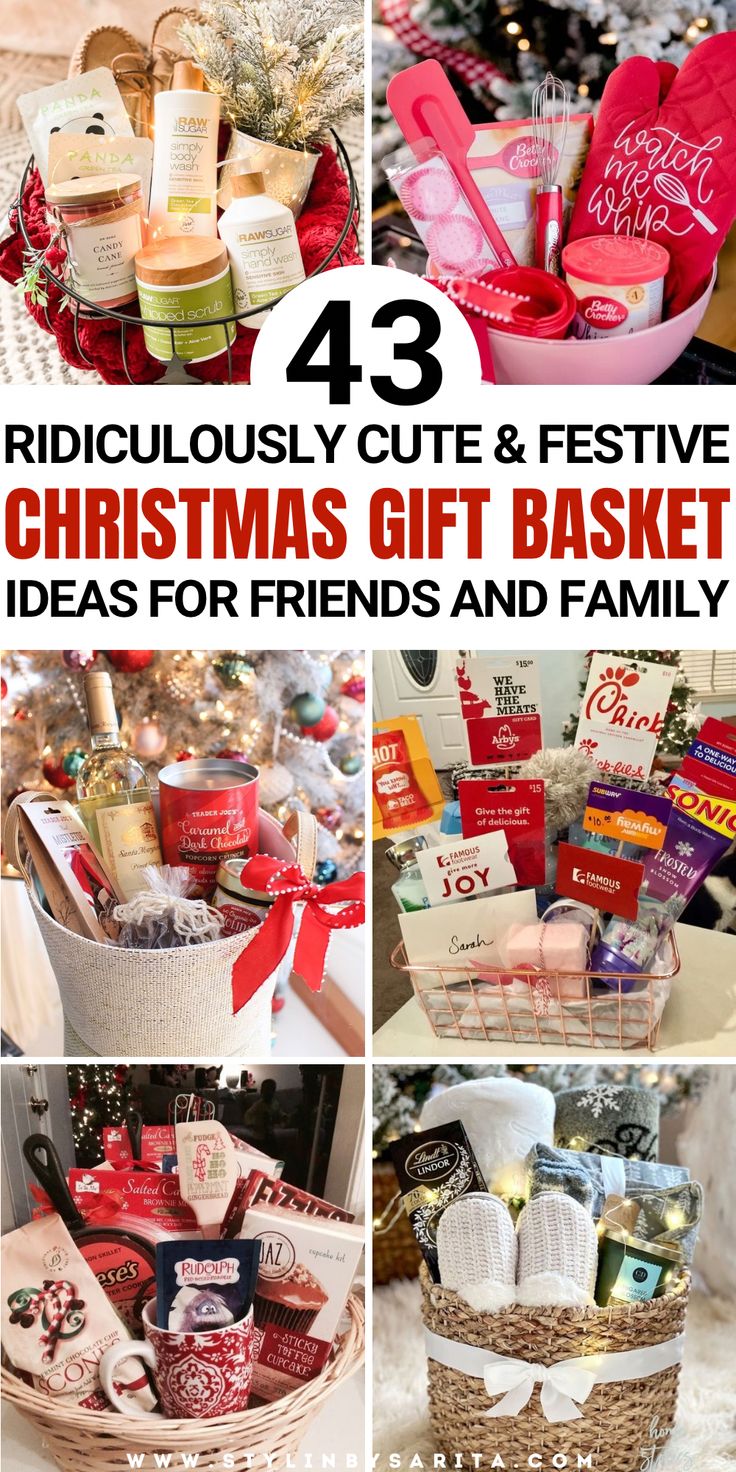 DIY Christmas gift basket ideas Christmas Diy Baskets Ideas, Work Gift Basket Ideas Christmas, Coworker Christmas Gift Box Ideas, Friends Christmas Basket Ideas, Family Christmas Party Gifts, Christmas Morning Mimosa Gift Basket, Night In Basket Ideas, The Snuggle Is Real Gift Basket, Dinner In A Basket Gift