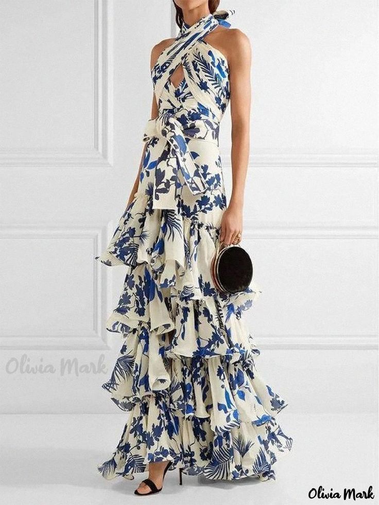 Olivia Mark - Vacation-Bound Lolita Printed Maxi Dress with Ribbon Tie Portfolio Images, Chiffon Fashion, Maxi Robes, Cotton Maxi, Maxi Dress Cotton, Loose Outfit, Hip Dress, Dress Sleeveless, Types Of Skirts