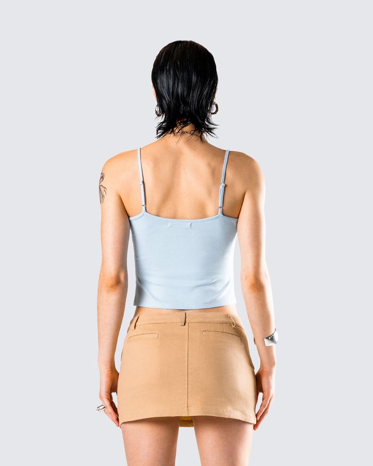 The classic cami tank will never fail 🙌 Made from jersey fabric and complete with O-ring & slider adjustable straps- this timeless closet essential is perfect as an everyday look or layering piece 💙 Cotton Camisole Top With Straps, Trendy Spaghetti Strap Top With Built-in Bra, Spring Strap Top With Solid Color, Basic Cami Top For Spring, Strapped Tops For Spring, Casual Spaghetti Strap Tank Top, Basic Cami Tops With Built-in Bra, Solid Color Spring Top With Straps, Seamless Spaghetti Strap Top For Spring