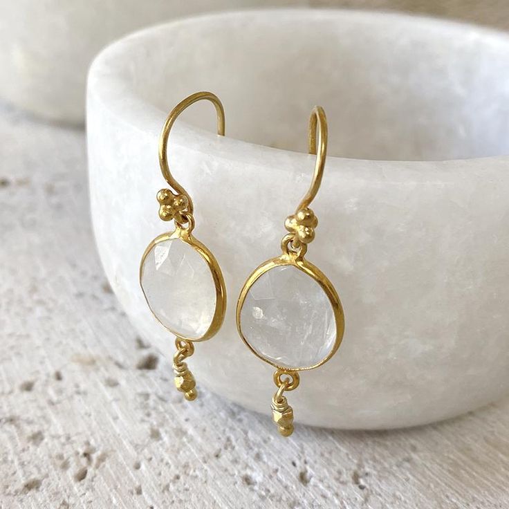 by Robindira Unsworth Handmade at our design studio in California 22k gold vermeil Moonstone Style No. E421-G-MN Gold Hammered Moonstone Jewelry, Moon Shaped Yellow Gold Plated Earrings, Moon-shaped Yellow Gold Plated Earrings, 22k Gold Gemstone Round Earrings, Gold Faceted Moonstone Earrings, Yellow Gold Round Moonstone Earrings, Gold Hand Forged Moonstone Earrings, Gold Moonstone Hand Forged Earrings, Hand Forged Gold Moonstone Earrings