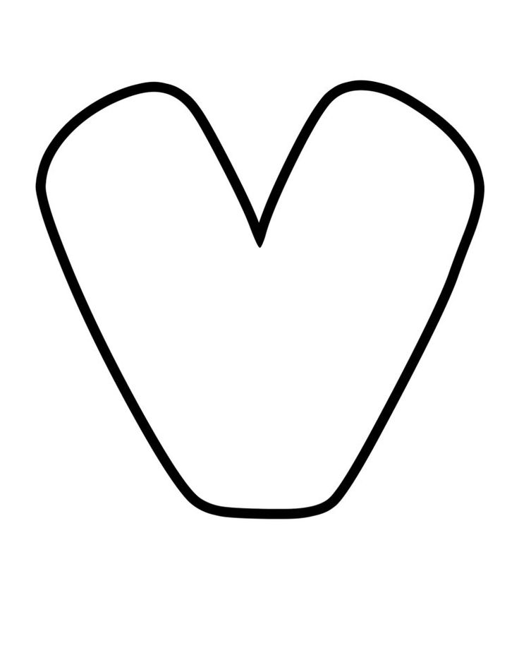 a black and white image of the letter v with a heart shaped outline on it