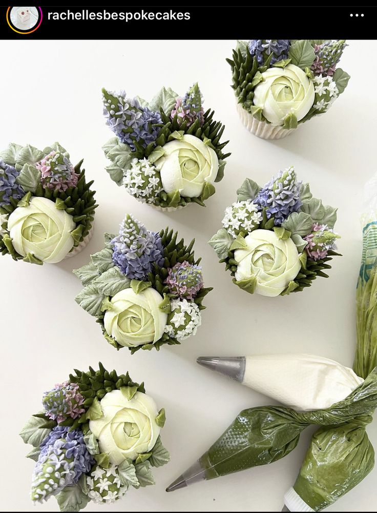 the flowers are being made into cupcakes for someone's special occasion on their wedding day