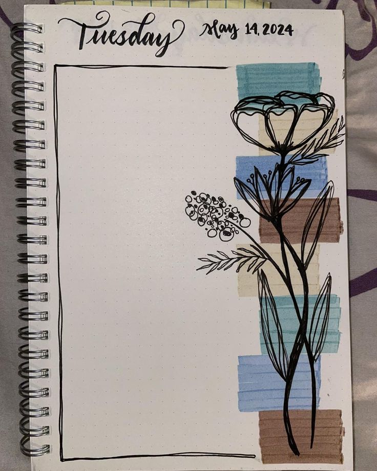 Journal art for the week starting May 13, 2024 (Sometimes I forget to take a picture before I start writing in it, hence the splotchy background in some pics. ¯\_(ツ)_/¯ ) #journalart #justtamar #drawingeveryday #handdrawn #creativejournaling #handdrawnart How To Write Index For Project, Journal Border Designs, Starting Of Journal, Notebook Designs Pages, Creative Design For Projects, Cute Journal Designs, Words Design Ideas, Front Cover Ideas For Journal, Creative Designs For Projects