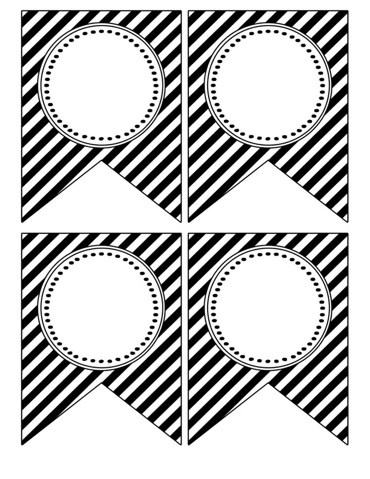 four black and white photo frames with diagonal stripes on them, each one has a circle in the middle