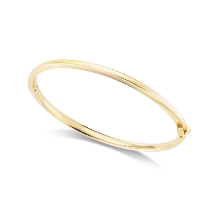 14k solid gold bangle with a hinged clasp Classic Everyday Bracelets With Spring Ring Clasp, Classic Adjustable Hoop Bracelets, Classic Adjustable Bangle For Everyday Luxury, Classic Oval Bracelet For Everyday, Modern Hoop Gold Bracelet For Formal Events, Modern Gold Hoop Bracelet For Formal Occasions, Modern Round Gold Bracelet With Polished Finish, Modern Polished Gold Round Bracelet, Classic Adjustable Jewelry With Hidden Clasp