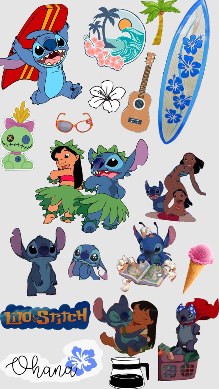 various cartoon character stickers are shown in this graphic style, including the characters from disney's little mermaid