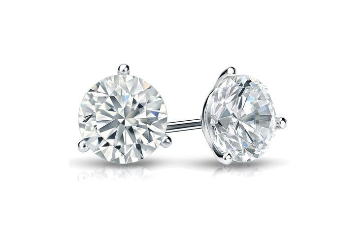 Earrings 2.08 cts Natural Round Diamonds G I1 18kt Gold Studs - Diamond Tales Fine Jewelry Diamond Studs Earrings, Gold Diamond Earrings Studs, Gold Diamond Studs, White Gold Earrings Studs, White Gold Studs, Studded Necklace, Studs Earrings, Gold Stud, Engagement Ring Wedding Band