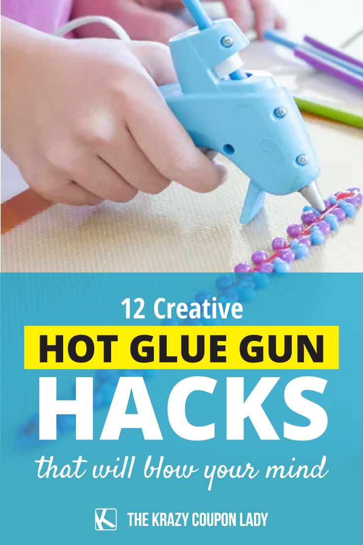 These hot glue gun hacks and tips will surprise you! Keep reading for fun DIY craft projects, home decor hacks, keep your hanging pictures straight, kids activity tips, and make kids dress-up jewelry, all using your hot glue gun. The Krazy Coupon Lady shows you how to make your rug non-slip, how to hang christmas lights on brick, and more hot glue hacks and easy DIY ideas. Use your Dollar Tree hot glue gun and get dollar store hot glue sticks to save even more! Hacks For Home, Plastic Binder, Glue Art, Crayon Art Melted, The Krazy Coupon Lady, Slip And Slide, Glue Sticks, Diy Life Hacks, Diy Curtains